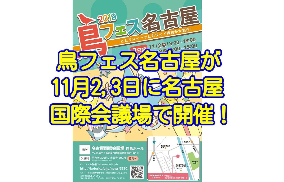 鳥フェス名古屋2019が11月2日3日に名古屋国際会議場にて開催！